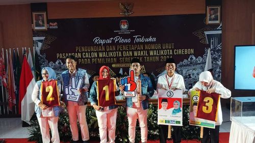 Nomor Urut Paslon Pilkada Kota Cirebon: Dani-Fitria 1, Eti-Suhendrik 2, Effendi-Siti 3