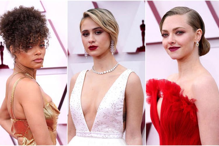 Para aktris di karpet merah Piala Oscar 2021.