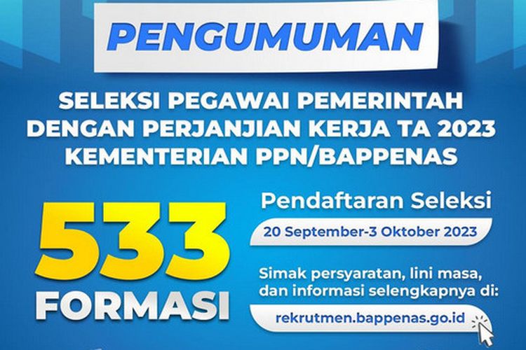 Tangkapan layar rekrutmen PPPK Kementerian PPN/Bappenas 2023.