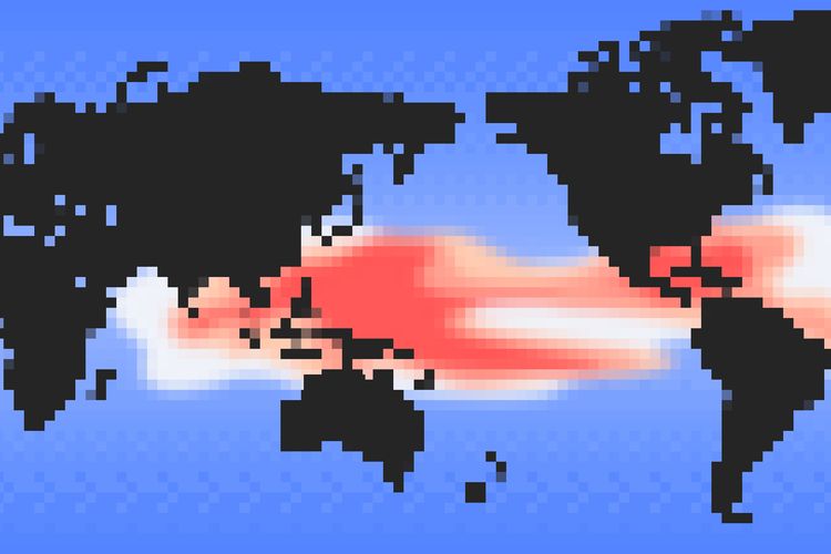 Visualisasi heatmap dari kejadian El Niño di Samudera Pasifik