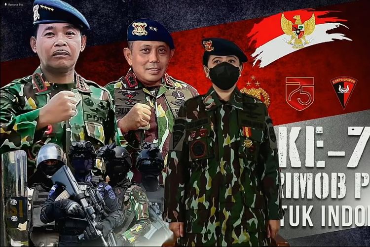 Ketua DPR Puan MaharanI menerima anugerah sebagai warga kehormatan Korps Brimob Polri, Sabtu (14/11/2020).