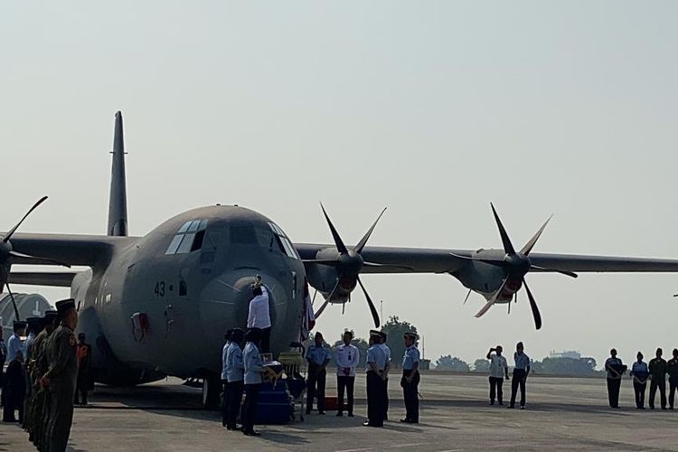 Wakil Menteri Pertahanan RI M Herindra saat acara serah terima pesawat Super Hercules C-130J-30 di Lanud Halim Perdanakusuma, Jakarta Timur, Selasa (15/8/2023).