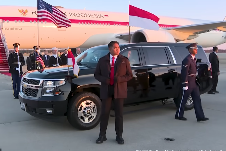 Presiden RI Joko Widodo dijemput menggunakan Chevrolet Suburban saat tiba di AS