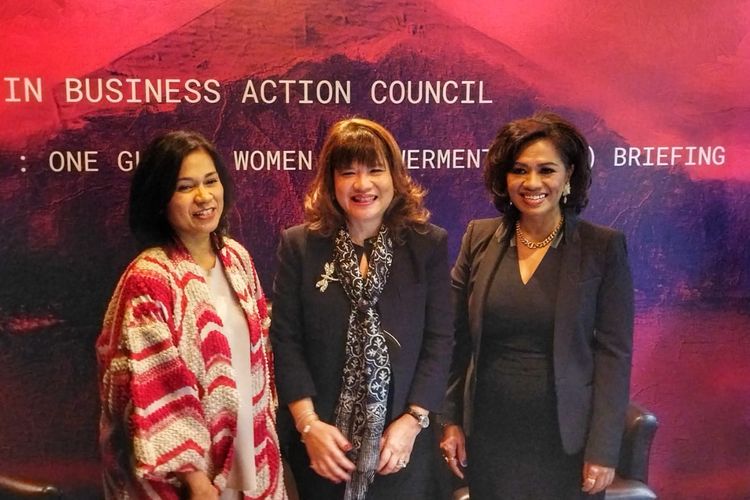 Para pimpinan B20 Indonesia dalam media briefing pembentukan One Global Women Empowerment (OGWE) di Jakarta, Selasa (9/8/2022).