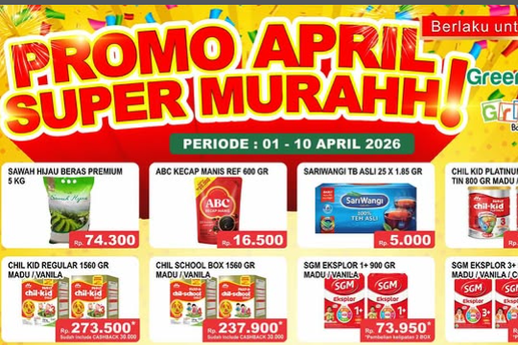 Promo Greensmart Periode 5-10 April 2026, Diskon Super Hemat Beras 5 Kg Mulai Rp 74.300