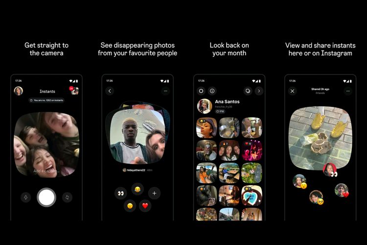 Tampilan aplikasi Instants milik Instagram.