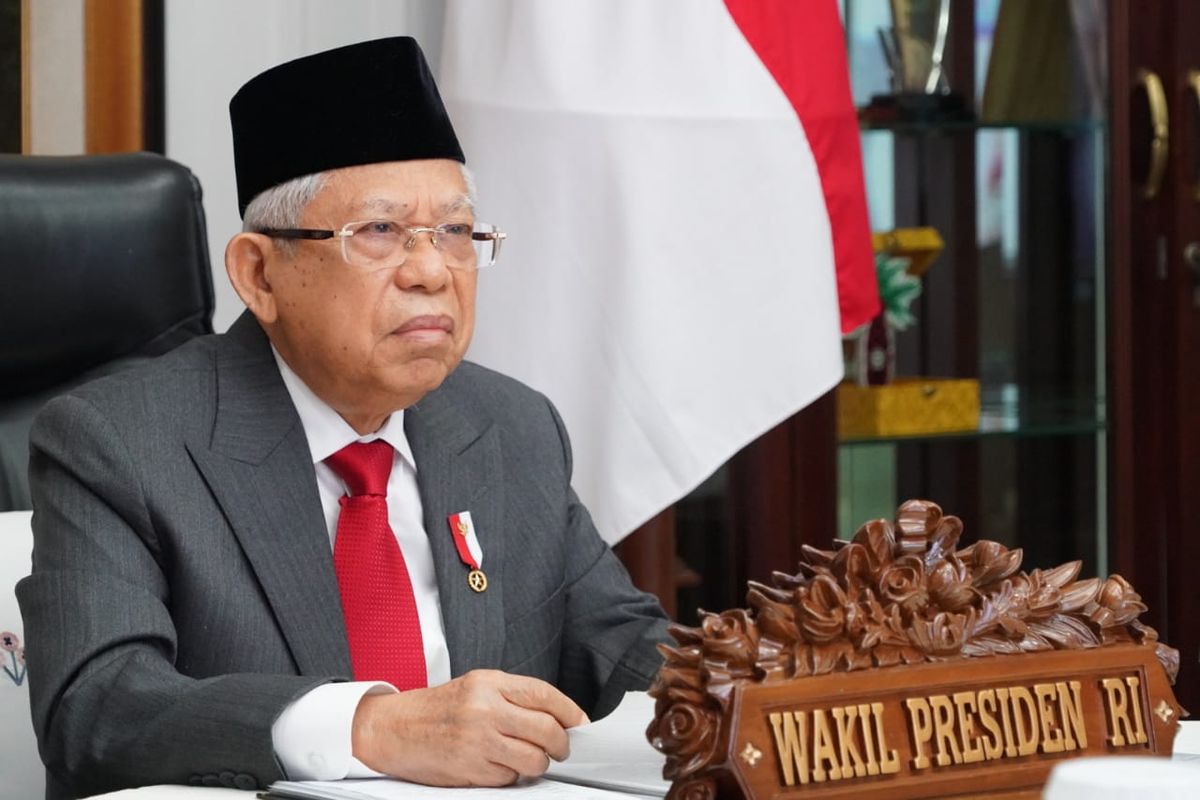Wakil Presiden Maruf Amin saat menghadiri peringatan Hari Konstitusional 2020 secara virtual, Selasa (18/8/2020).