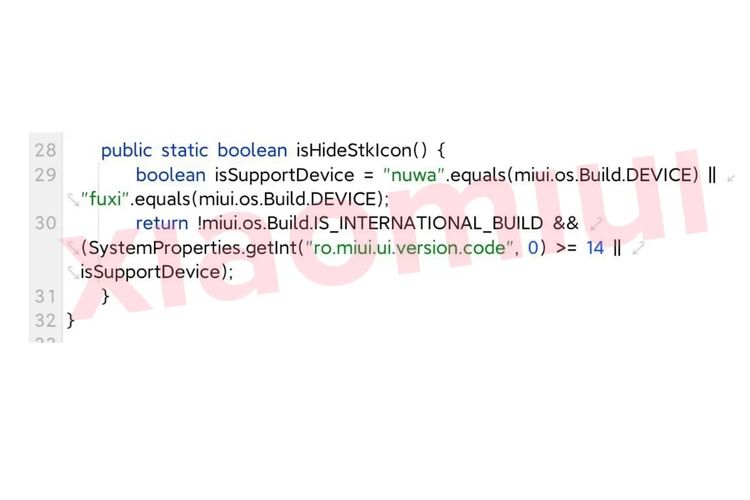 Basis kode yang diduga MIUI 14