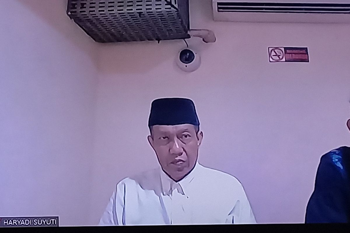 Haryadi Suyuti saat menjalani sidang secara daring Senin (28/2/2023)