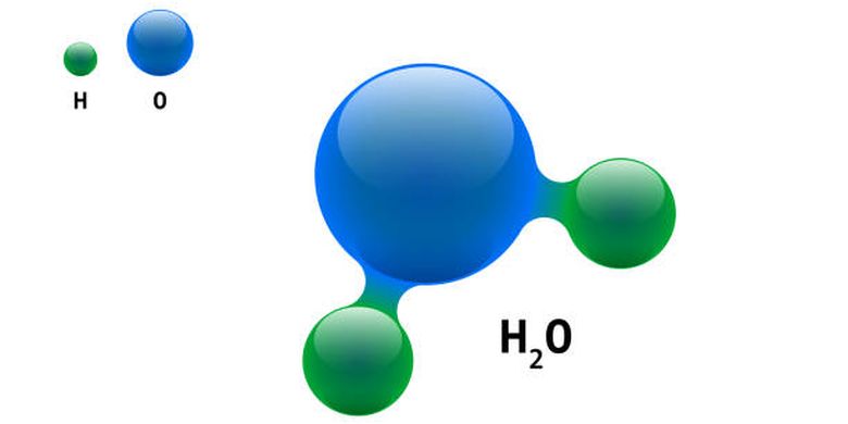 Ilustrasi molekul air (H2O).