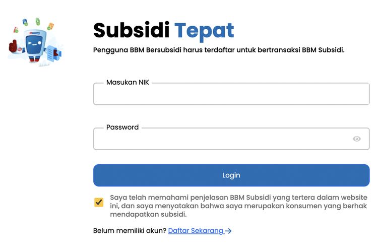 cara daftar BBM subsidi Pertamina.