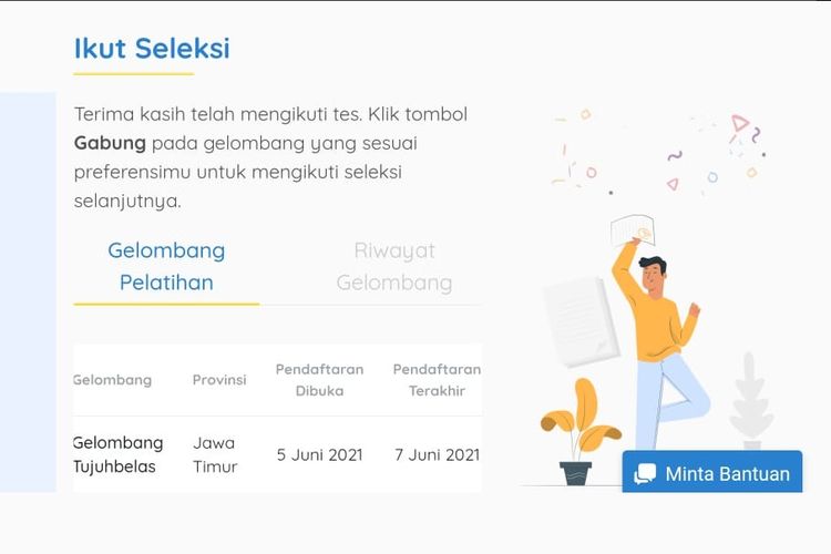 Dashboard pendaftaran Prakerja gelombang 17.