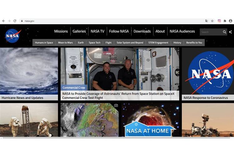Tangkapan layar website NASA