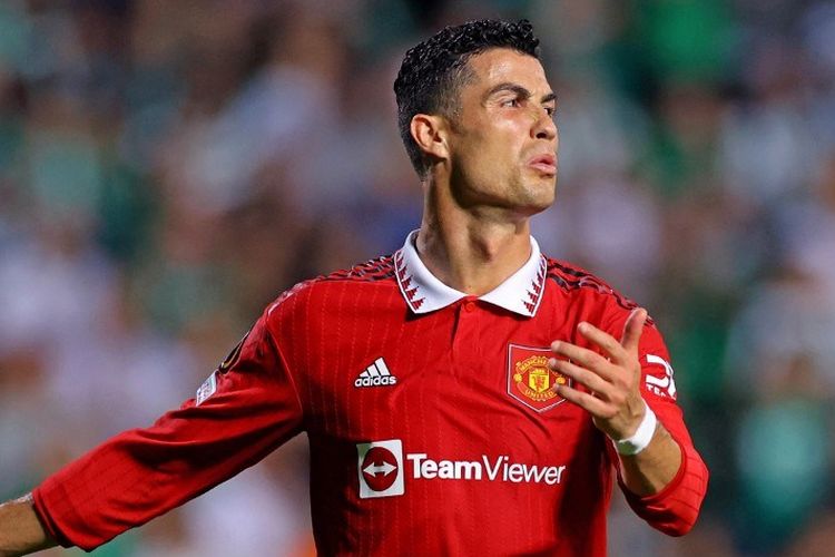 Penyerang Man United, Cristiano Ronaldo, kala beraksi dalam laga Liga Europa 2022-2023 kontra Omonia di Stadion GSP, 6 Oktober 2022.