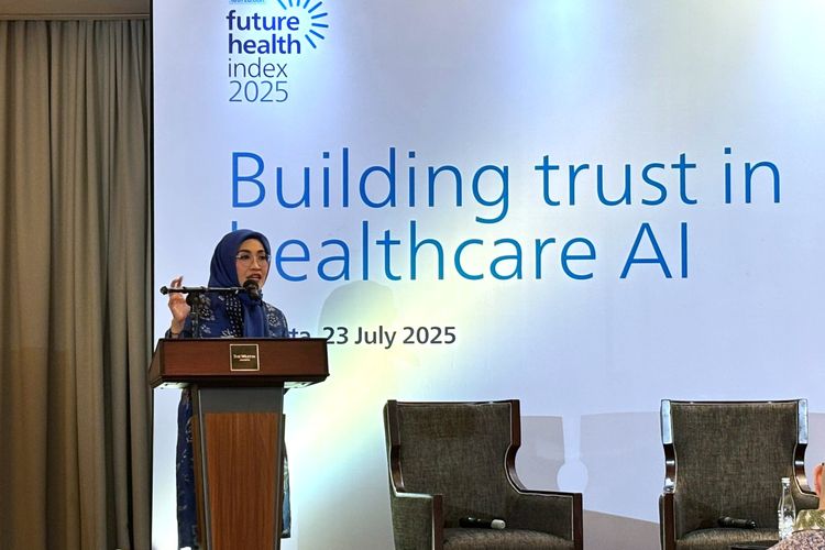 Presiden Direktur Philips Indonesia, Astri Ramayanti Dharmawan, saat memaparkan hasil riset Future Health Index (FHI) 2025 untuk Indonesia yang dilakukan oleh Philips. 