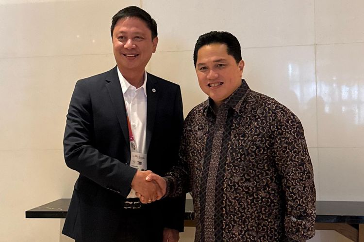 Menteri Pemuda dan Olahraga (Menpora) RI Erick Thohir bertemu dengan Ketua Komisi Olahraga Filipina (Philippine Sports Commission/PSC) Patrick Gregorio di Jakarta pada Minggu (19/10)