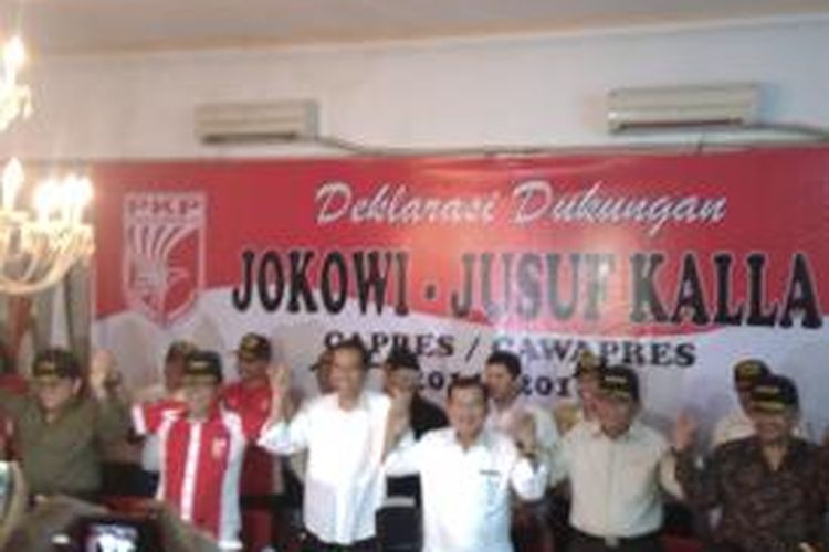 Suasana deklarasi dukungan PKPI kepada pasangan Capres-cawapres Joko Widodo - Jusuf Kalla, di DPN PKPI, Menteng, Jakarta Pusat, Kamis (22/5/2014)