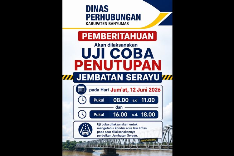Jumat Uji Coba Penutupan Jembatan Serayu Banyumas, Ini Jadwal dan Rute Alternatifnya