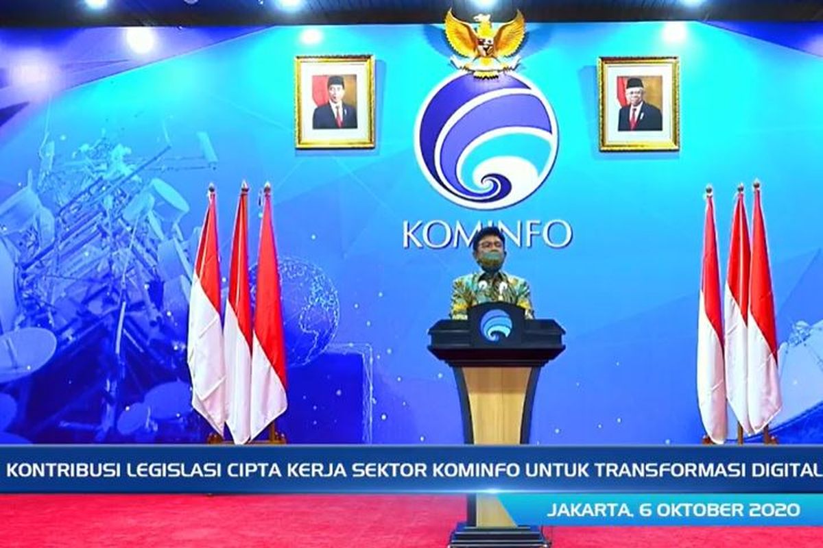 Menteri Komunikasi dan Informatika (Menkominfo) Johnny G. Plate, dalam konferensi pers virtual yang digelar Selasa (6/10/2020).