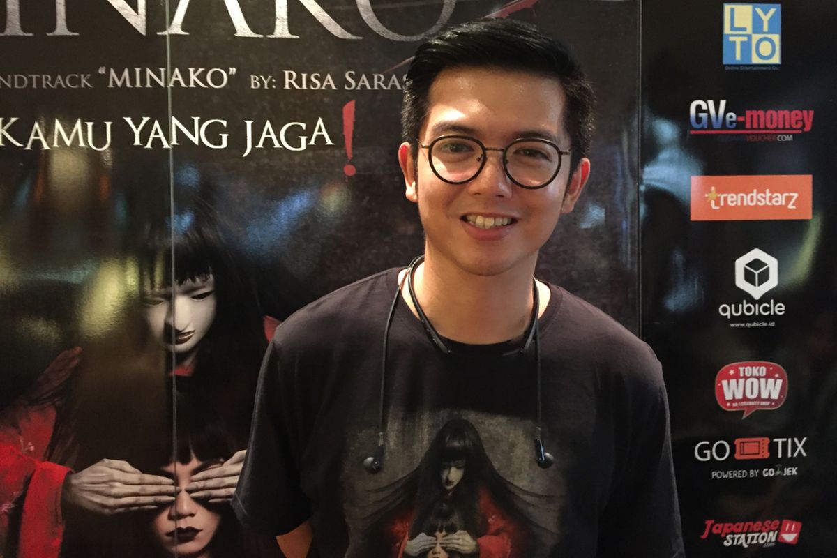 Nicky Tirta menghadiri acara promosi film Petak Umpet Minako di Blok M Square XXI, Kebayoran Baru, Jakarta Selatan, Jumat (15/9/2017).