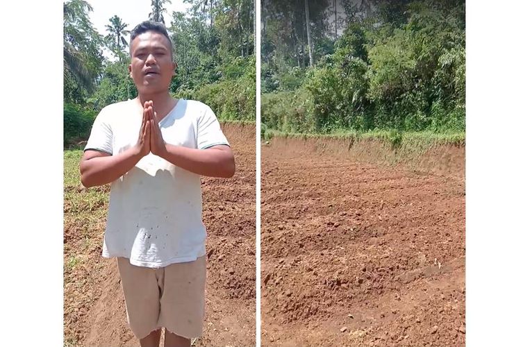 Tangkapan layar video viral Kades Talunombo, Wonosobo Badarudin yang sumbang tanah untuk pemakaman jenazah virus corona.