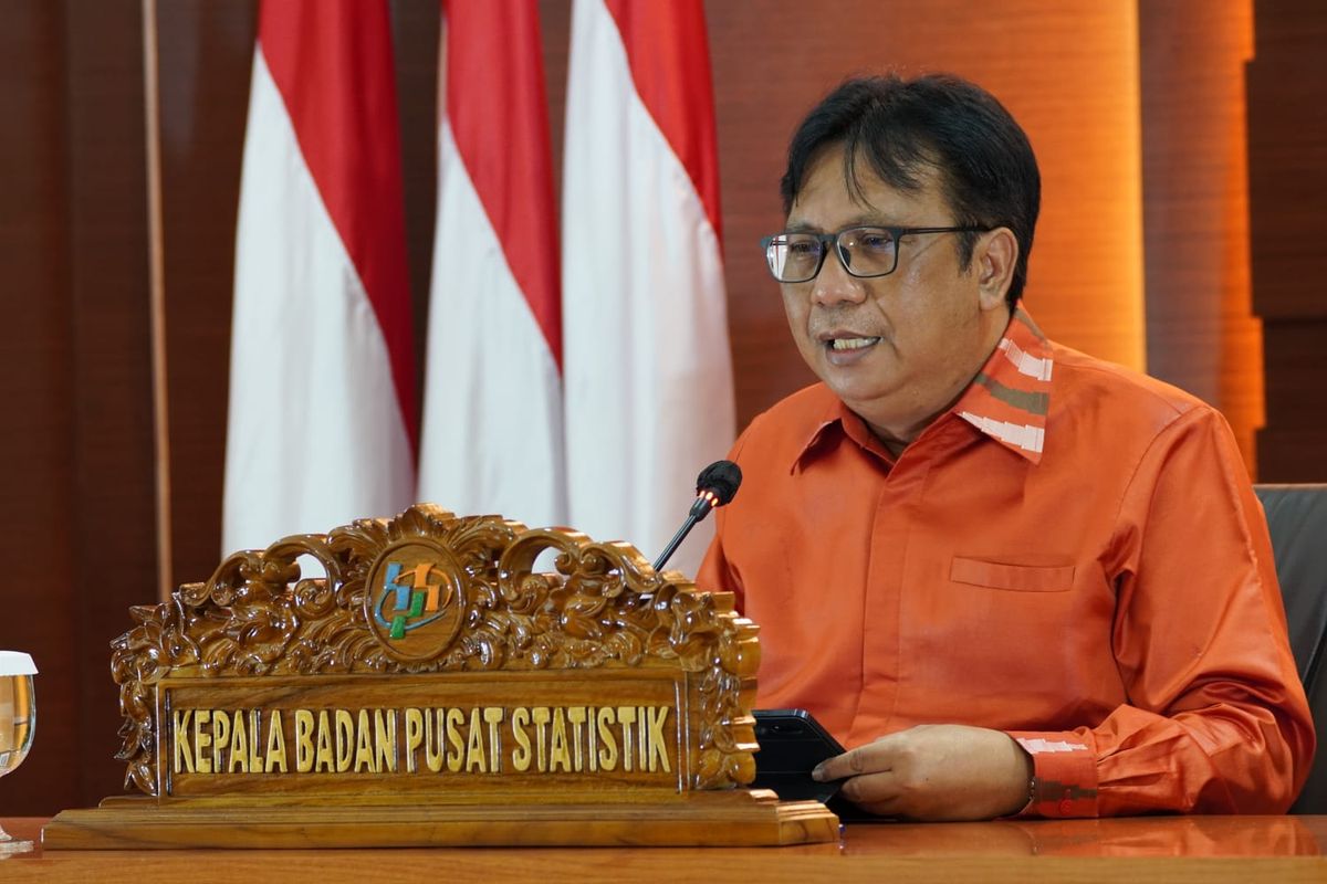 Kepala BPS Margo Yuwono menyampaikan realisasi pertumbuhan ekonomi kuartal IV 2021 dalam konferensi pers di Gedung BPS, Jakarta, Senin (7/2/2022).