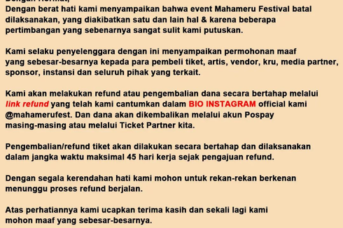 Konser Mahameru Fest di Lumajang Batal Digelar padahal Ribuan Tiket Sudah Terjual, Netizen Tuntut Pengembalian Uang