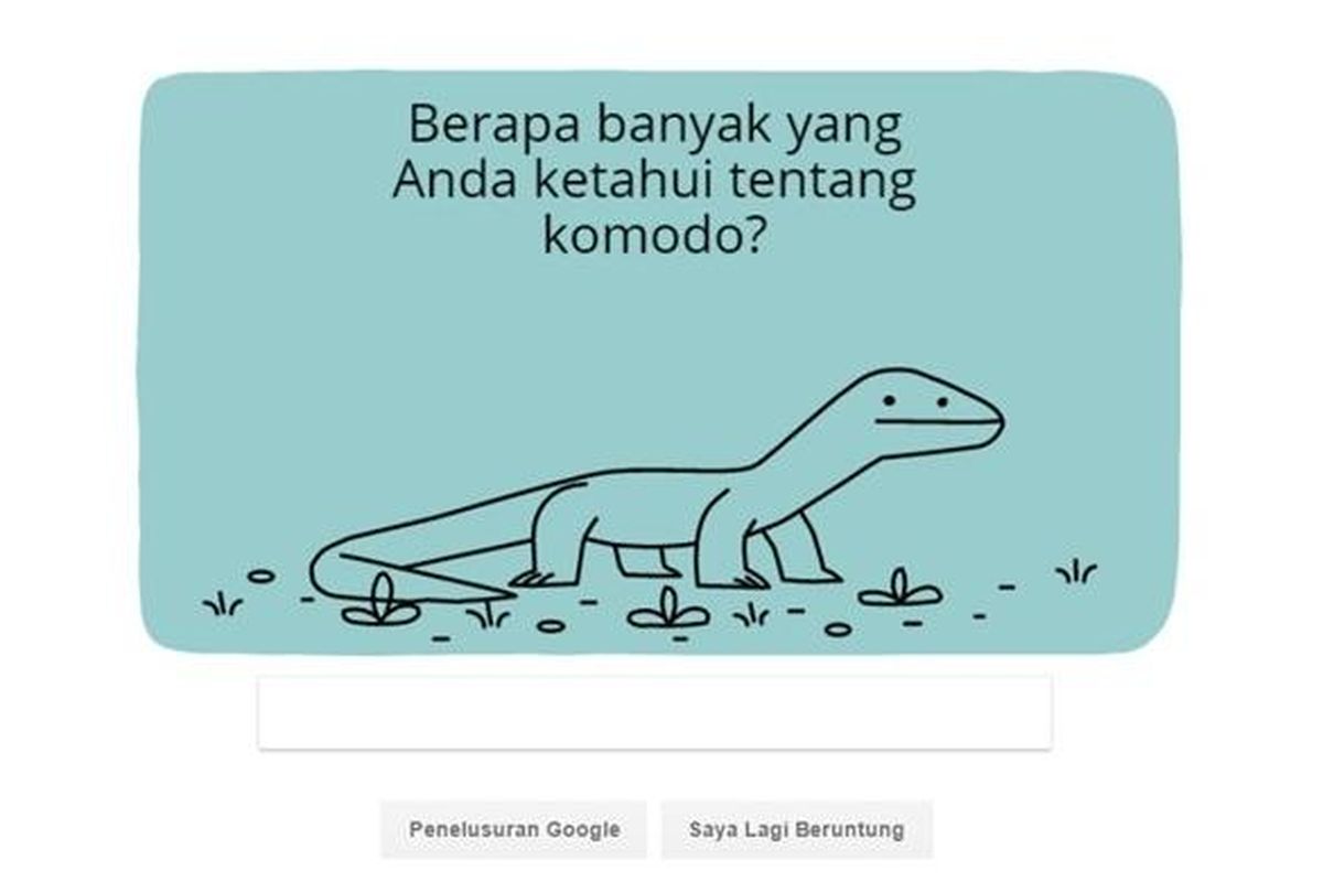 Google ikut merayakan ulang tahun Taman Nasional Komodo ke-37 dengan doodle dan kuis interaktif.