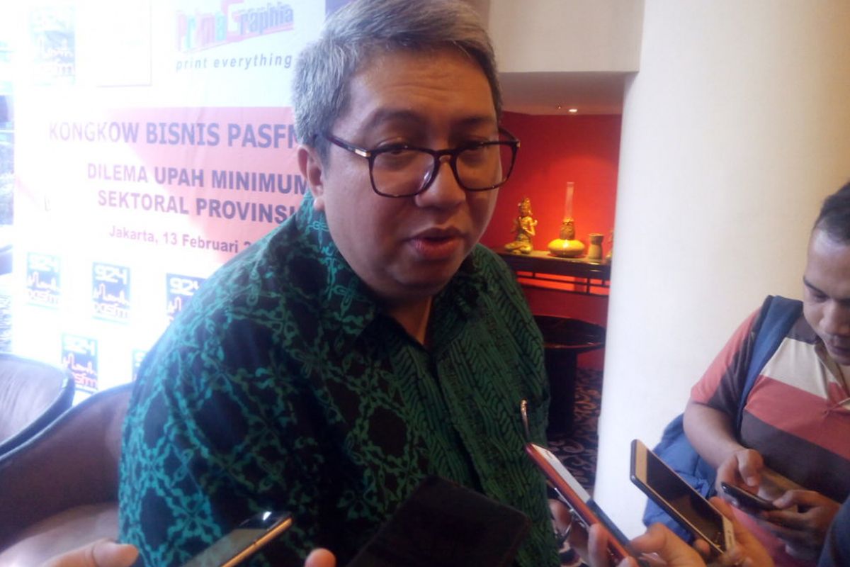 Ketua Umum Asosiasi Pengusaha Ritel Indonesia (Aprindo), Roy Mandey menjadi narasumber sebuah acara di Jakarta Pusat, Rabu (13/2/2019).