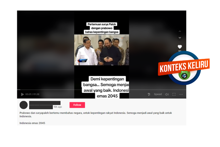 Video pertemuan Prabowo dan Surya Paloh pada 2019 dibagikan tanpa konteks utuh