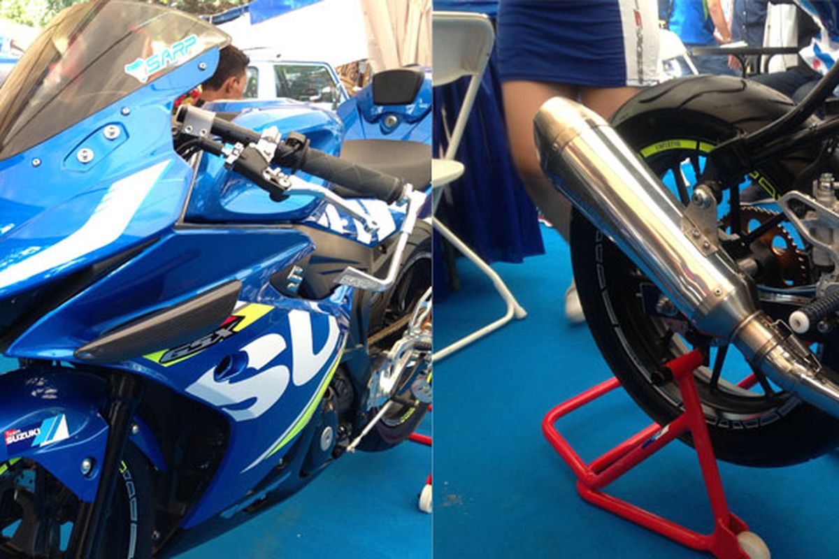 Suzuki GSX-R150 yang sudah dilengkapi SARP Cobra Series.