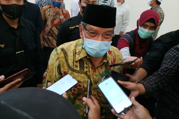 Ketua Umum PBNU KH.Said Aqil Siradj di sela peresmian masjid di kawasan Kampus IAIT Tribakti Kota Kediri, Jawa Timur, Kamis (18/11/2021).