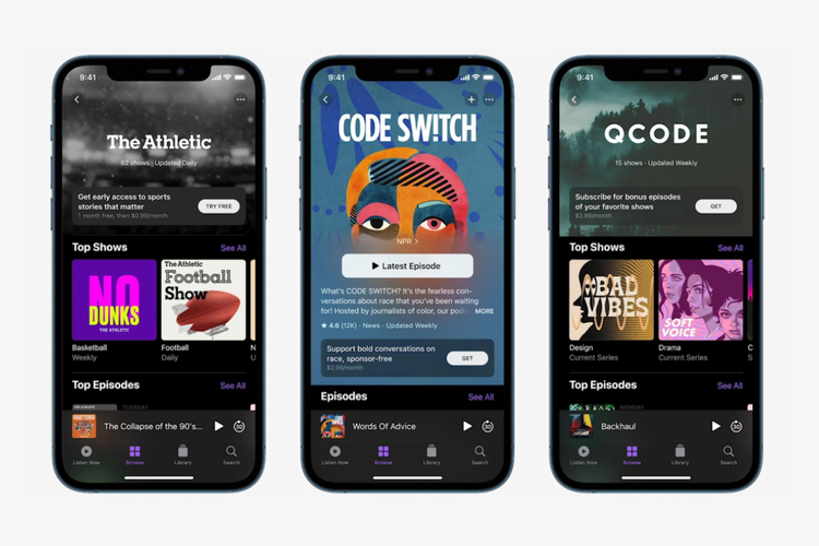 Ilustrasi aplikasi Apple Podcasts.