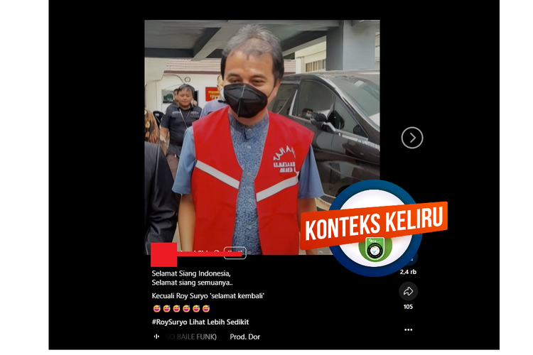 Tangkapan layar Facebook foto Roy Suryo mengenakan rompi tahanan yang diklaim pada 2025