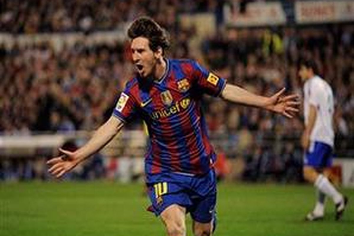 Penyerang Barcelona, Lionel Messi.