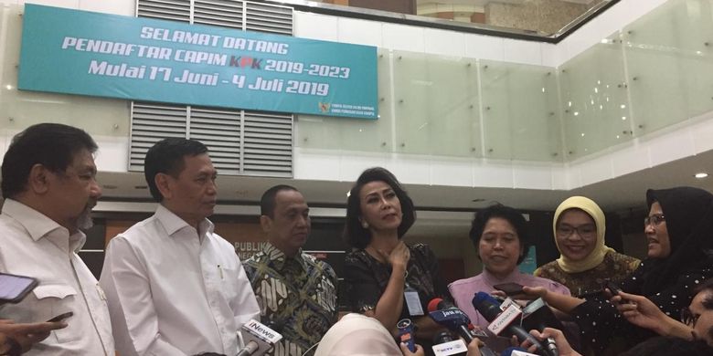 Panitia Seleksi (Pansel) calon pimpinan Komisi Pemberantasan Korupsi (KPK)  di Gedung Setneg, Jakarta Pusat, Kamis (4/7/2019).  