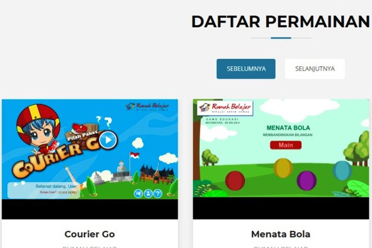 Edugame menarik bagi anak dari Rumah Belajar Kemendikbud.