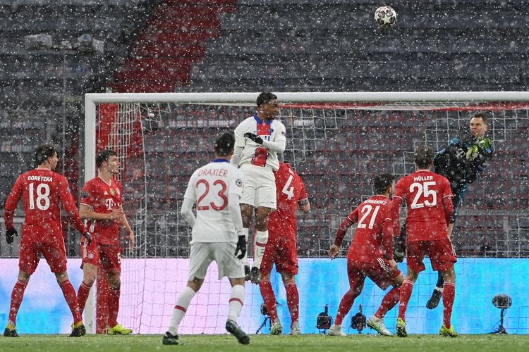 Pertandingan Bayern Muenchen vs PSG pada leg pertama perempat final Liga Champions 2020-2021 di Allianz Arena, Kamis (8/4/2021) dini hari WIB. 