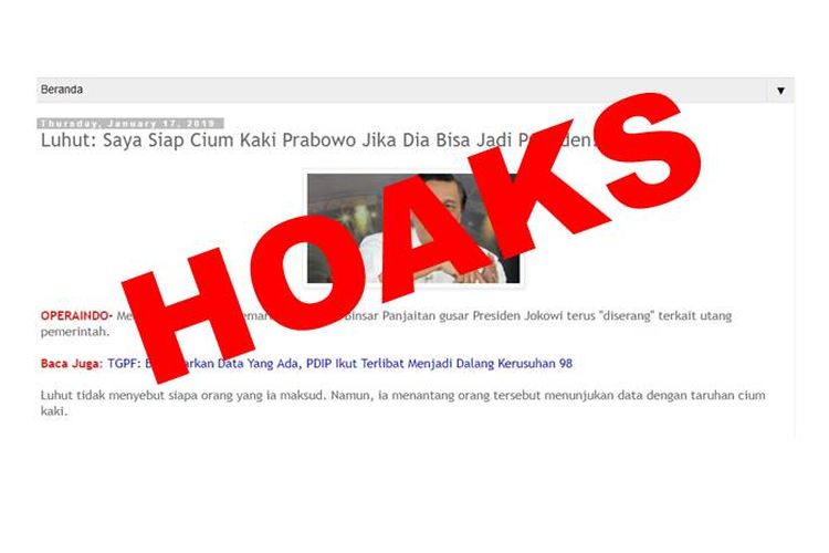 Hoaks Menko Maritim, Luhur Binsar Panjaitan cium kaki Prabowo Subianto saat ia terpilih jadi presiden.