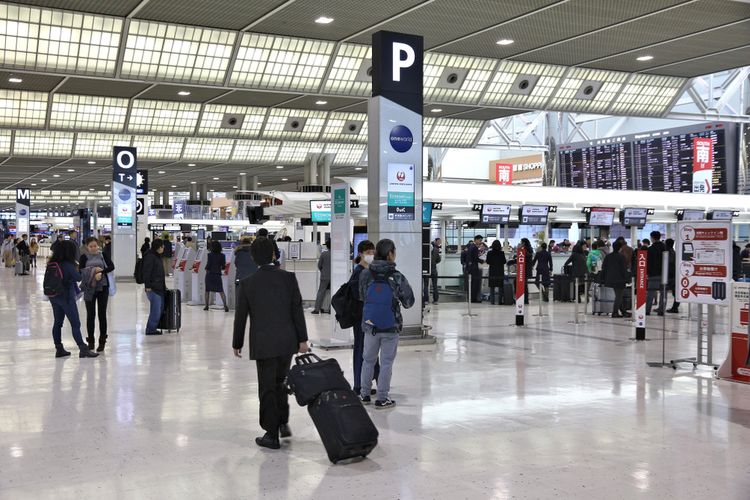 Ilustrasi Bandara Internasional Narita, Tokyo, Jepang. 