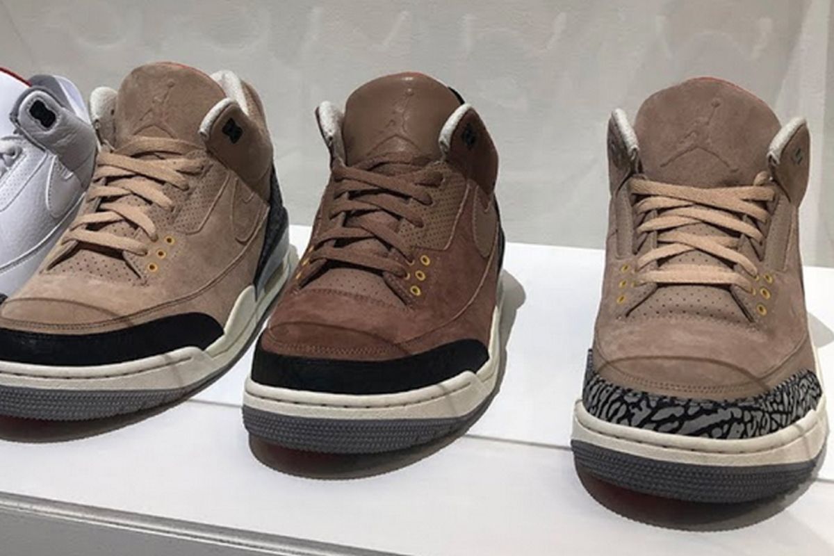 Air Jordan 3 Justin Timberlake memakai bahan suede dengan kombinasi warna hitam pada bagian midsole. 