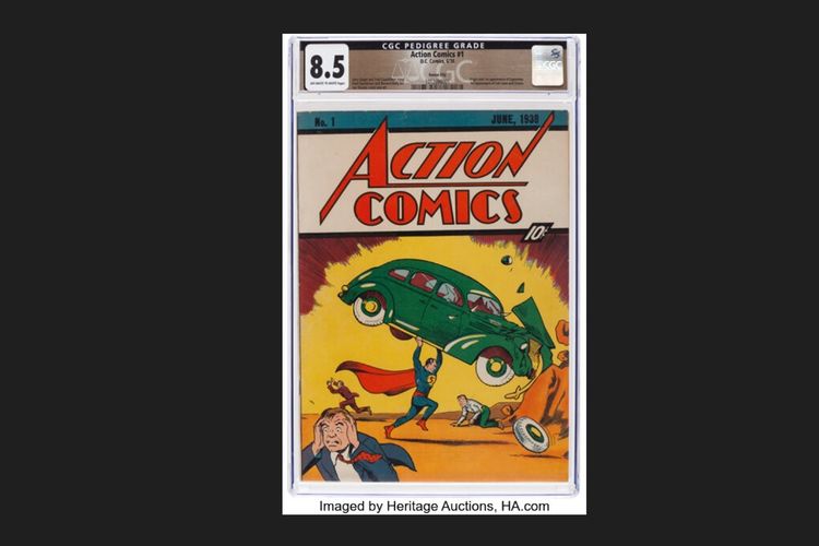 Buku komik Action Comics No.1 keluaran 1938 terjual dengan harga 6 juta dollar AS atau sekitar Rp 95,3 miliar dalam sebuah lelang oleh Heritage Auctions pada 4 April 2024. Edisi tersebut memperkenalkan Superman untuk pertama kali.