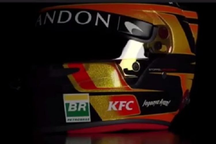 Helm Stoffel Vandoorne mendapat sponsor dari KFC Indonesia. 