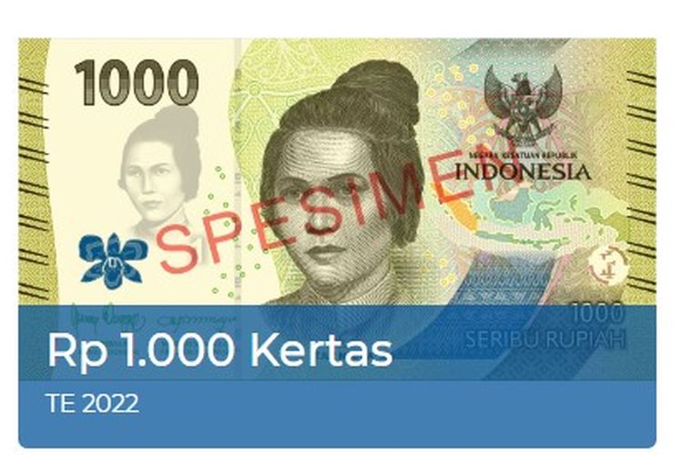 Penampakan uang baru alias uang kertas emisi 2022 Rp 1.000