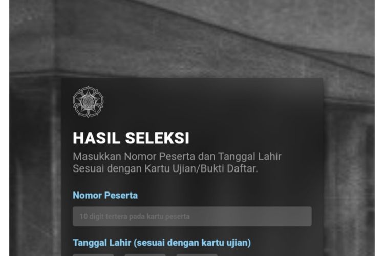 Tampilan laman pengumuman UM CBT UGM 2023.