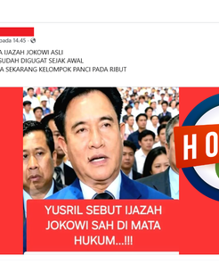 INFOGRAFIK: Hoaks Yusril Sebut Ijazah Jokowi Sah di Mata Hukum, Cek Faktanya