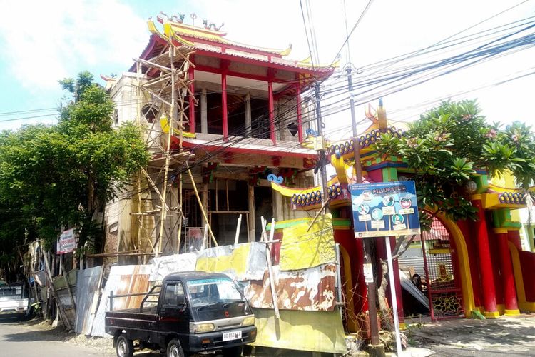 Pembangunan kembali Kelenteng Poo An Kiong telah mencapai kemajuan sekitar 80 persen, Selasa (28/1/2025).