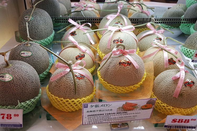 Ilustrasi melon Yubari King di Jepang. 