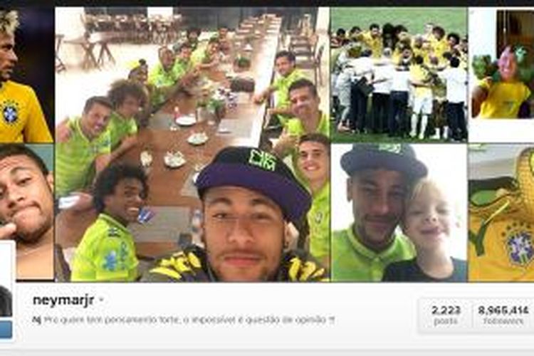 Akun Instagram bintang sepakbola Brasil, Neymar