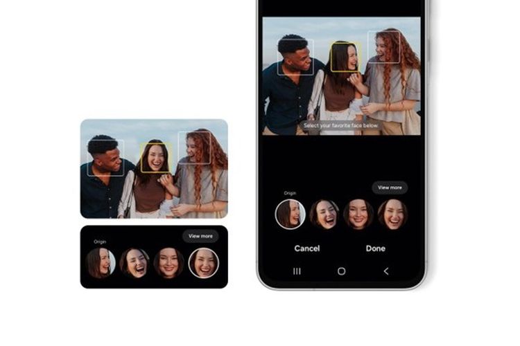 Ilustrasi fitur Best Face di Samsung Galaxy A56